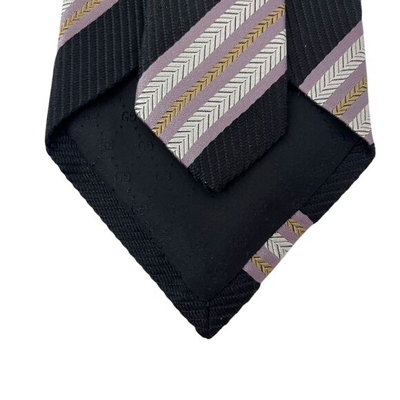 Gucci NEW Men's Tie Chevron Striped Logo Black Woven 100% Silk 3.75" (W) 58" (W) - Picture 9 of 11